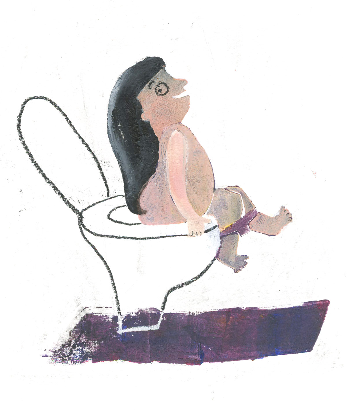 Memory of hairy bottom on toilet by Ellen Vesters Illustrator