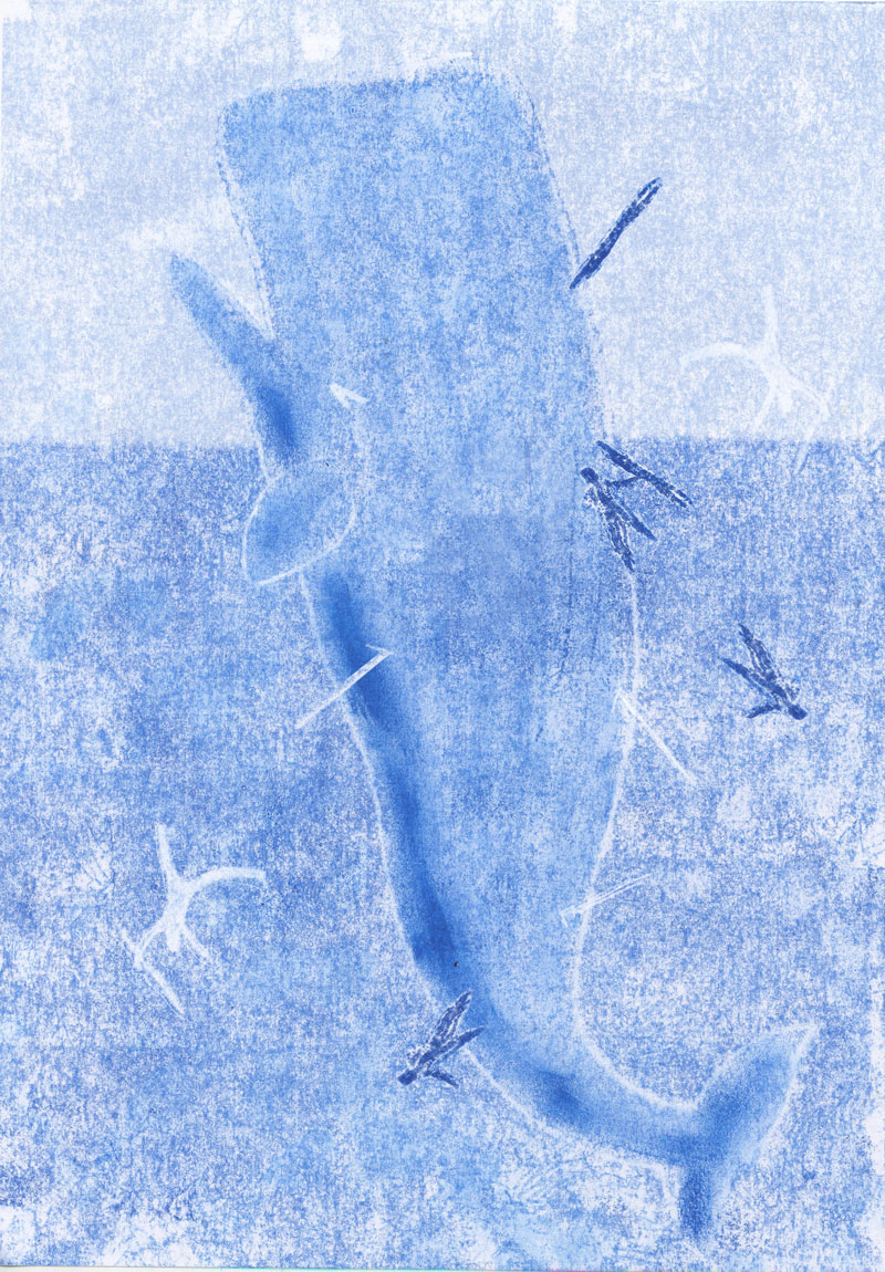 Moby Dick monotype 1 by Ellen Vesters picture book illustrator