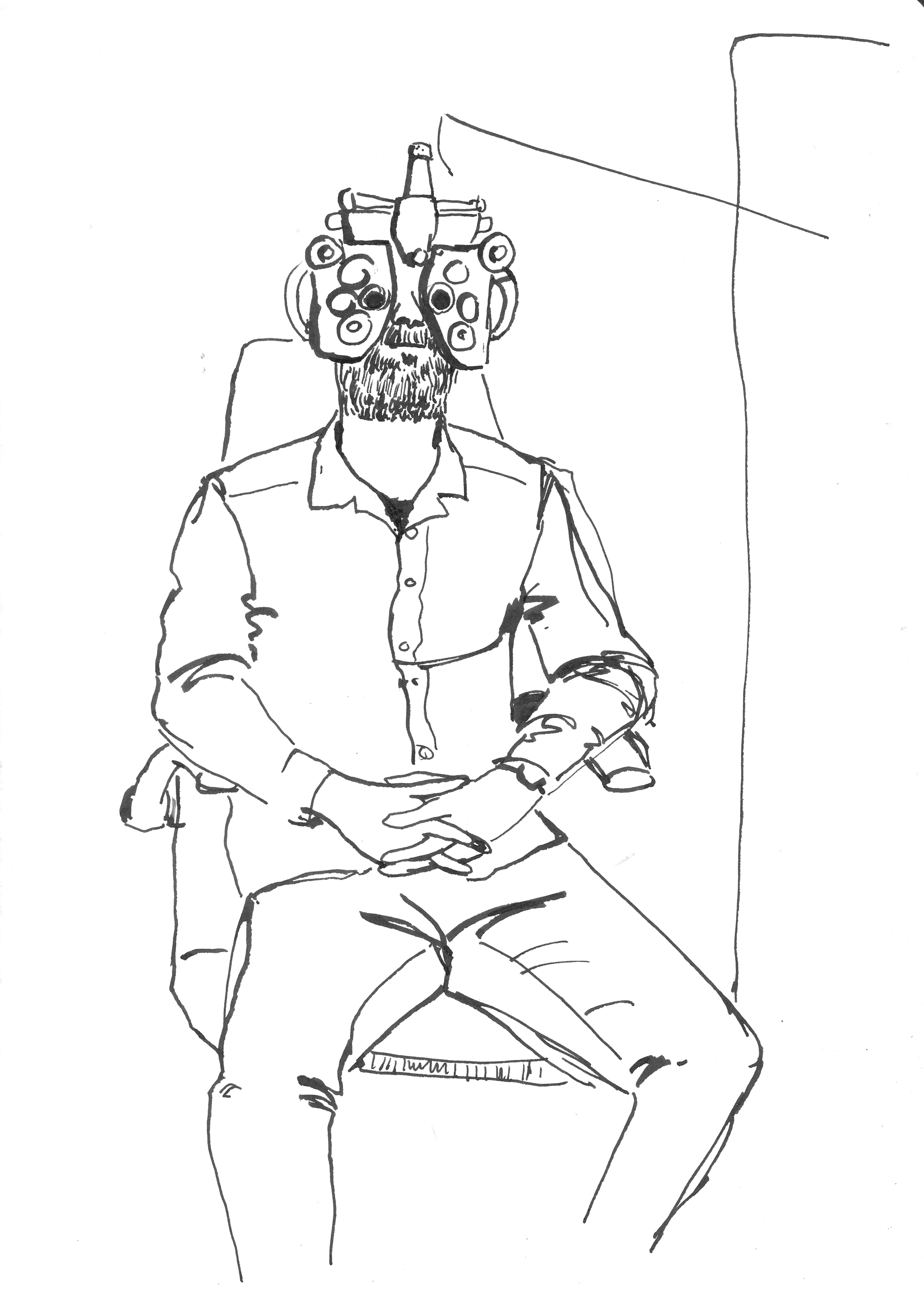 Illustration of man getting eyes measured by Ellen Vesters picture book illustrator