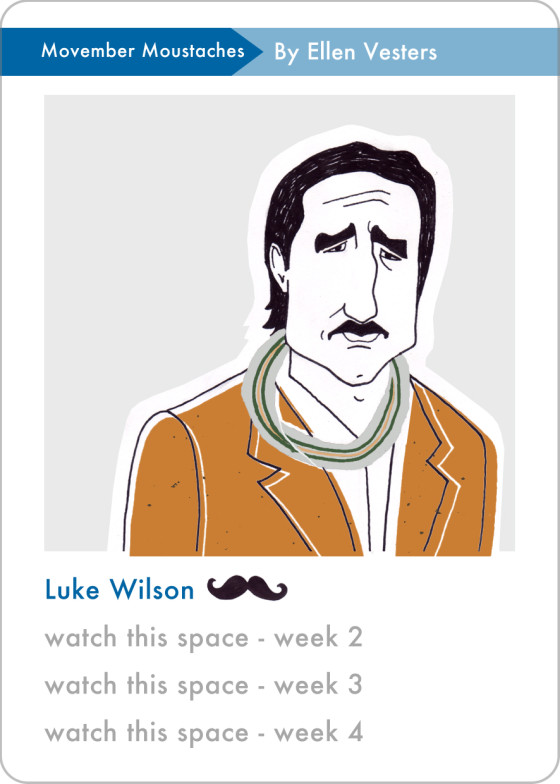 delicious dudes quartets category movember moustaches luke wilson by ellen vesters illustrator graphic designer